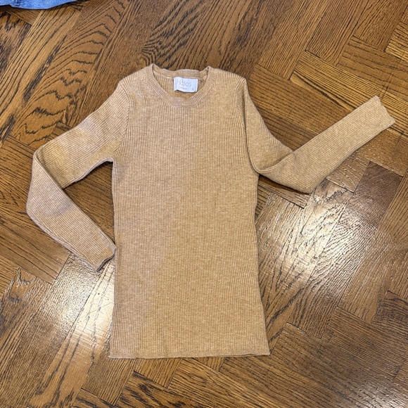 Tan Ribbed Knit Sweater - Picture 1 of 2